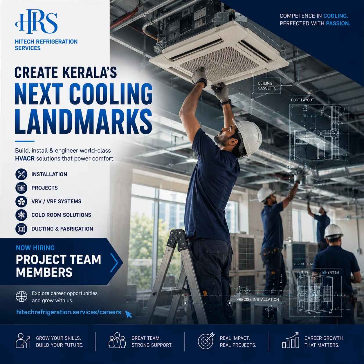 HRS is hiring junior technicians to join project teams on HVAC installation work across Kerala