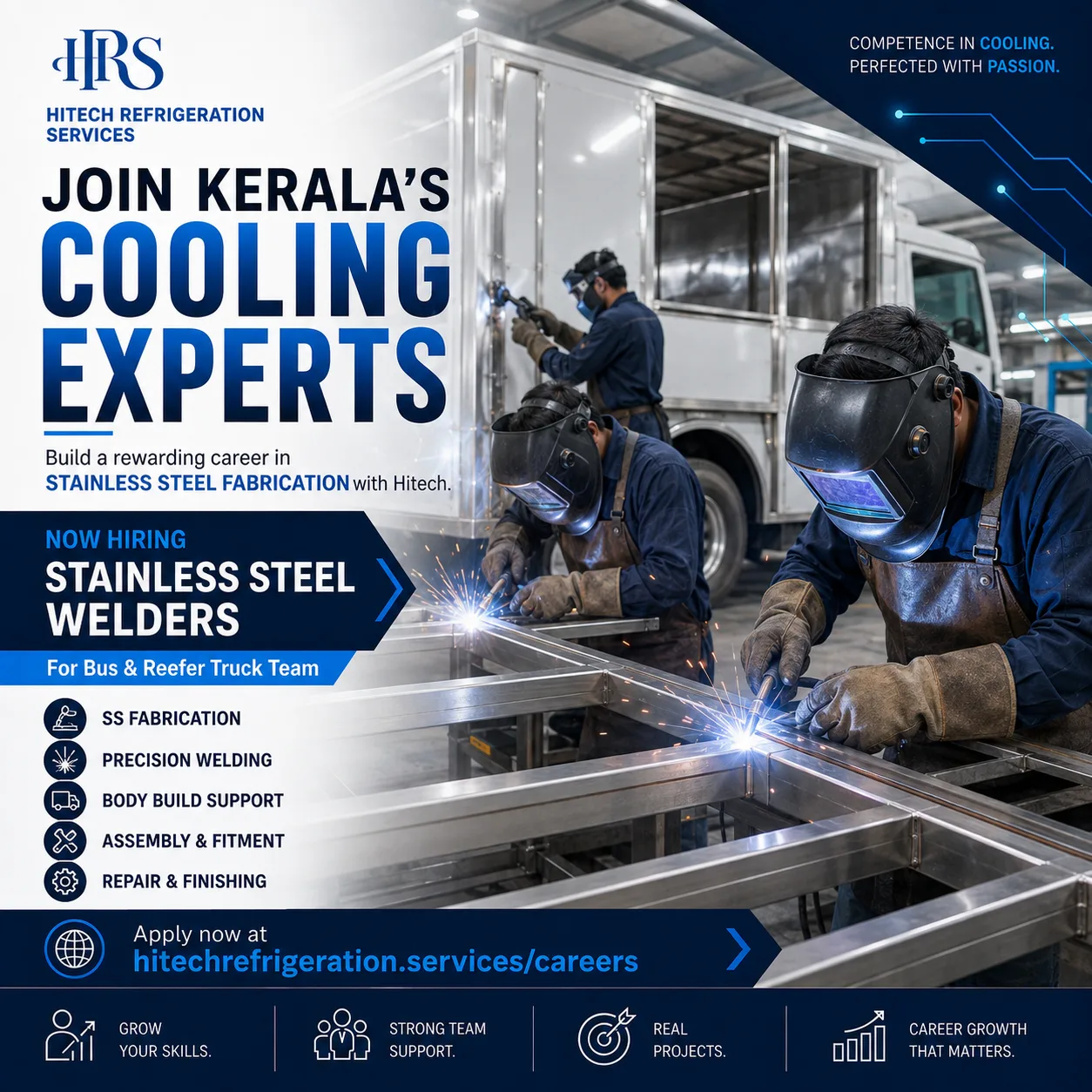 HRS is hiring stainless steel welders for reefer truck body fabrication at its Kalamassery workshop